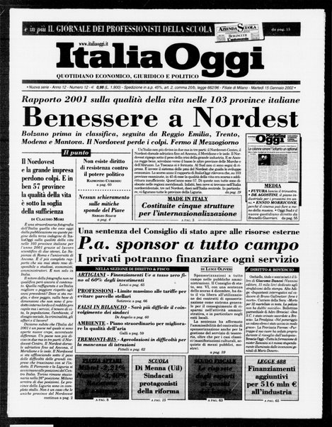 Italia oggi : quotidiano di economia finanza e politica